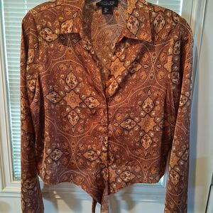 Rachel Zoe Multicolor Paisley Satin Button-Front Top